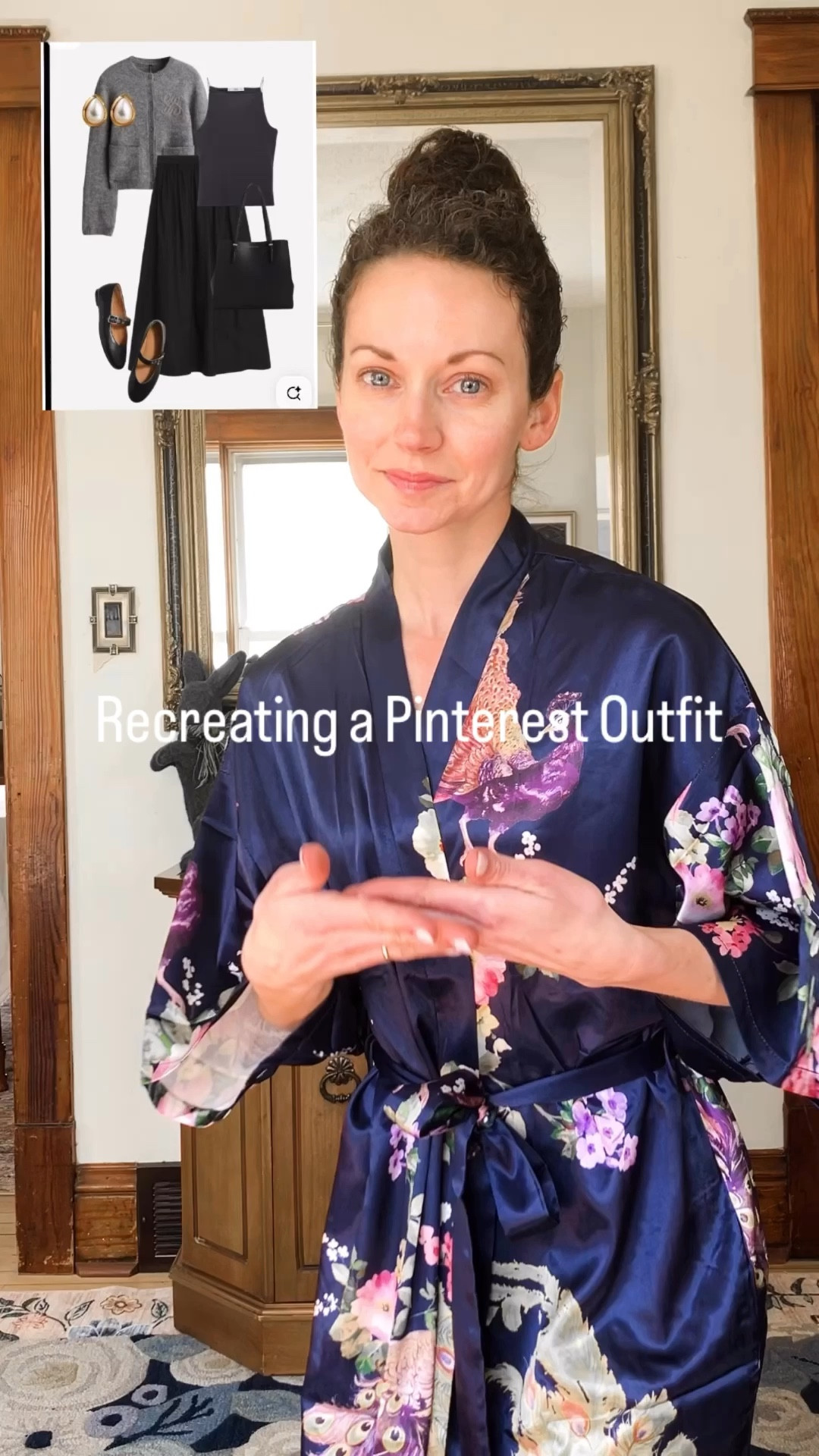 A Parisian chic spring outfit!
Yak wool sweater from Quince. 
Black skirt from Amazon. 
Black woven handbag from Chicwish. 
Ballet flats are old from Tory Burch, linking similar. 
Bodah spray from  Victoria’s Secret.
Satin floral robe from Amazon.
Petite outfit. Parisian outfit. Modest outfit. Classic outfit. Neutral outfit. Spring outfit. 

#LTKPetite #LTKSeasonal #LTKOver40