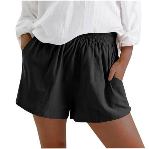 GOBUQIRAN Women's Linen Shorts Womens Shorts with Pockets Solid Boxer Shorts Women Elastic Waist Pants for Women Women's Lounge Pants Short Plus Size Lounge Pants My Orders Placed Recently by Me | Amazon (US)