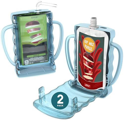 Dinneractive Sip Wiz - Baby Pouch Holder No Squeeze Pouch Food Pouches & Juice Box Holder - Anti-Squeeze Yogurt Pouch Reusable Toddler Essentials 2 Pack | Amazon (US)