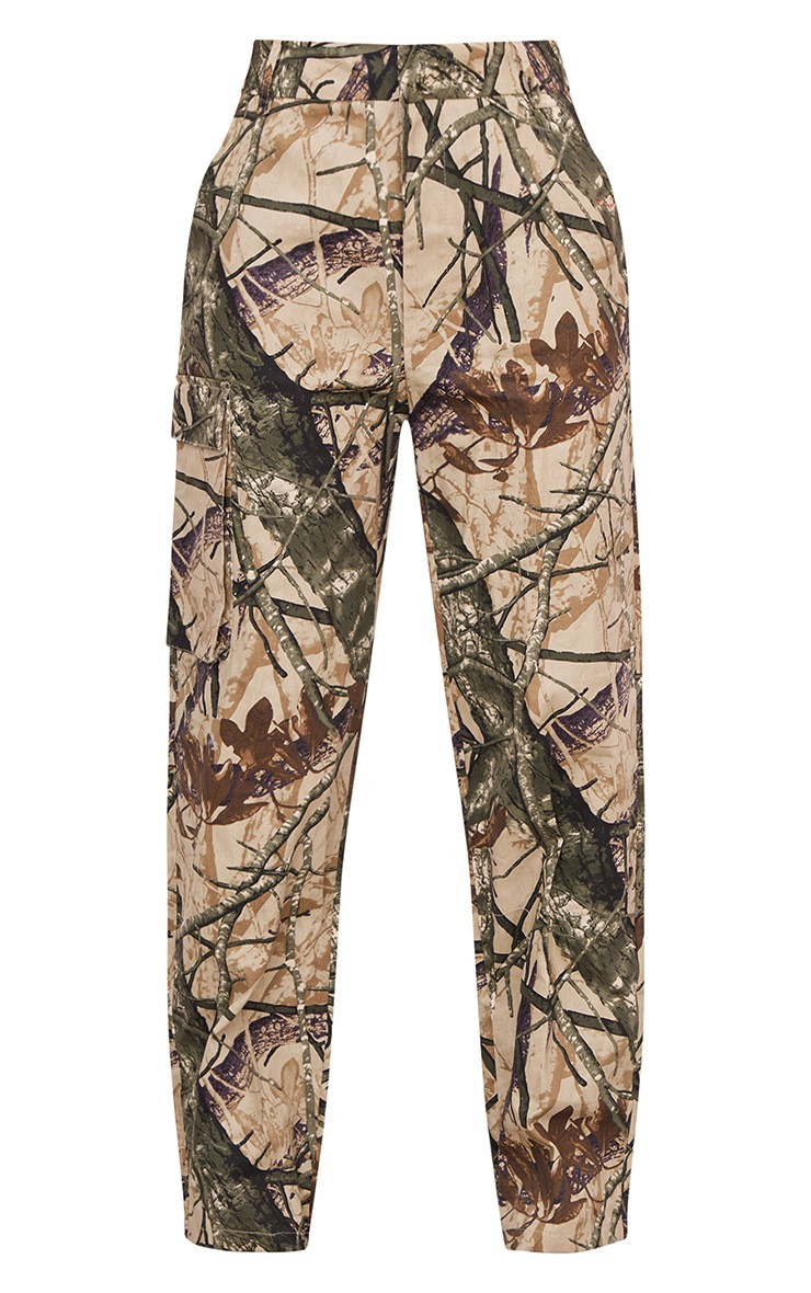Khaki Abstract Camo Wide Leg Cargo Pants | PrettyLittleThing US