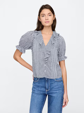Relaxed Voile Ruffle Top | Gap Factory