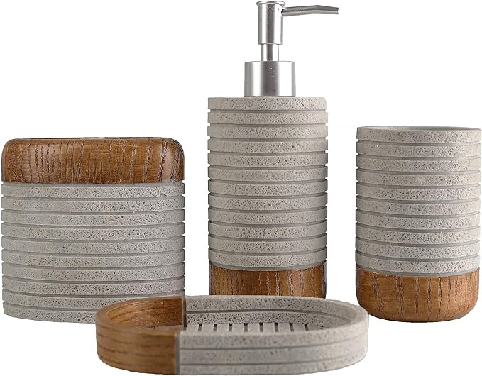 Hymmah Bathroom Accessories Set,Toothbrush Holder,Farmhouse Bathroom Decor,4 Pcs Resin Gift Set A... | Amazon (US)