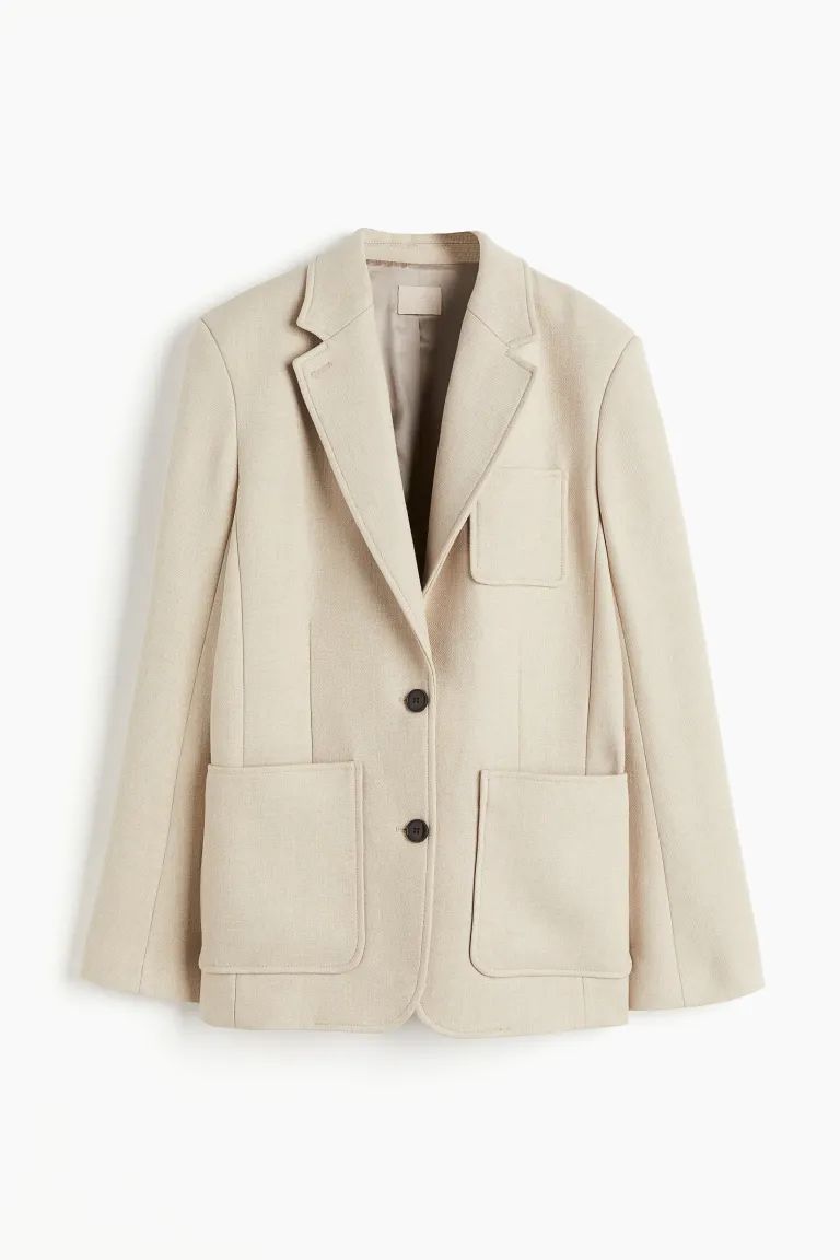 Wool-blend blazer - Dark beige - Ladies | H&M GB | H&M (UK, MY, IN, SG, PH, TW, HK)