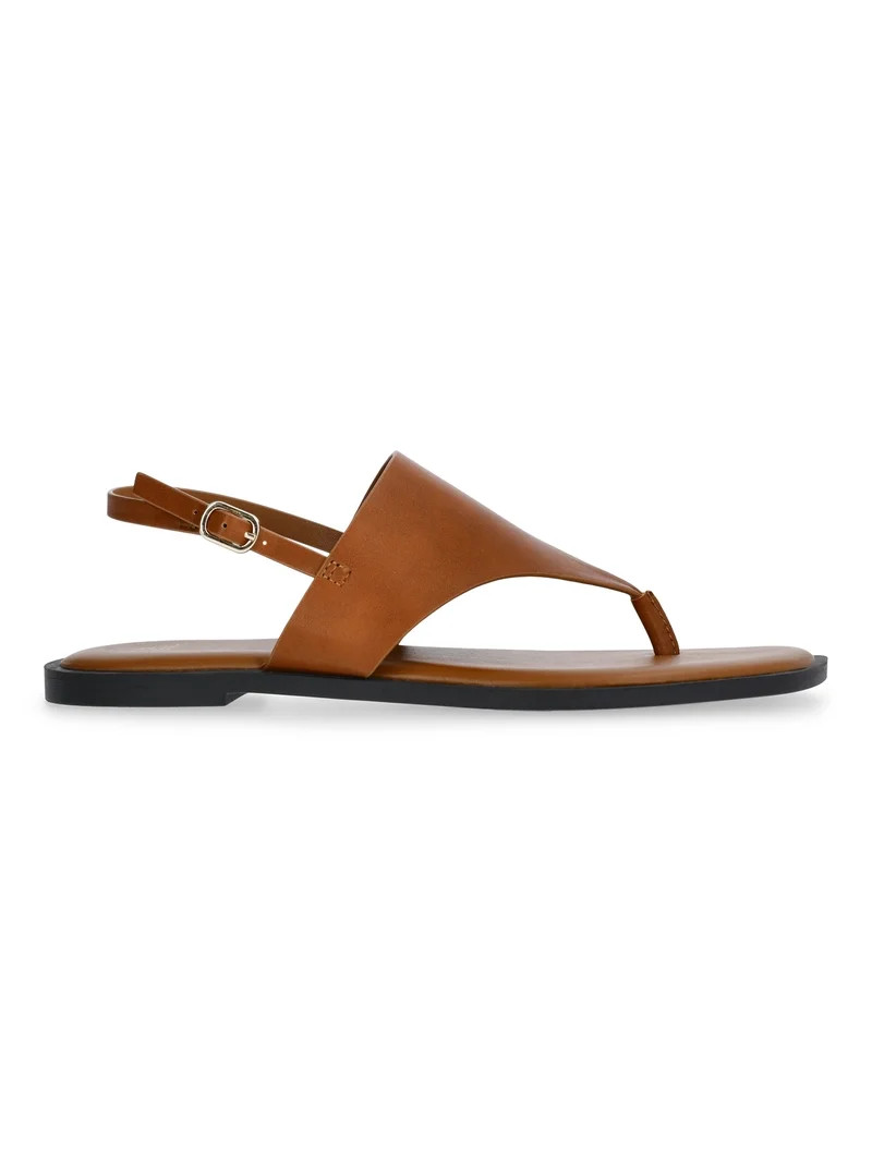 Time and Tru Women's Hooded Faux Leather Thong Sandals | Walmart (US)