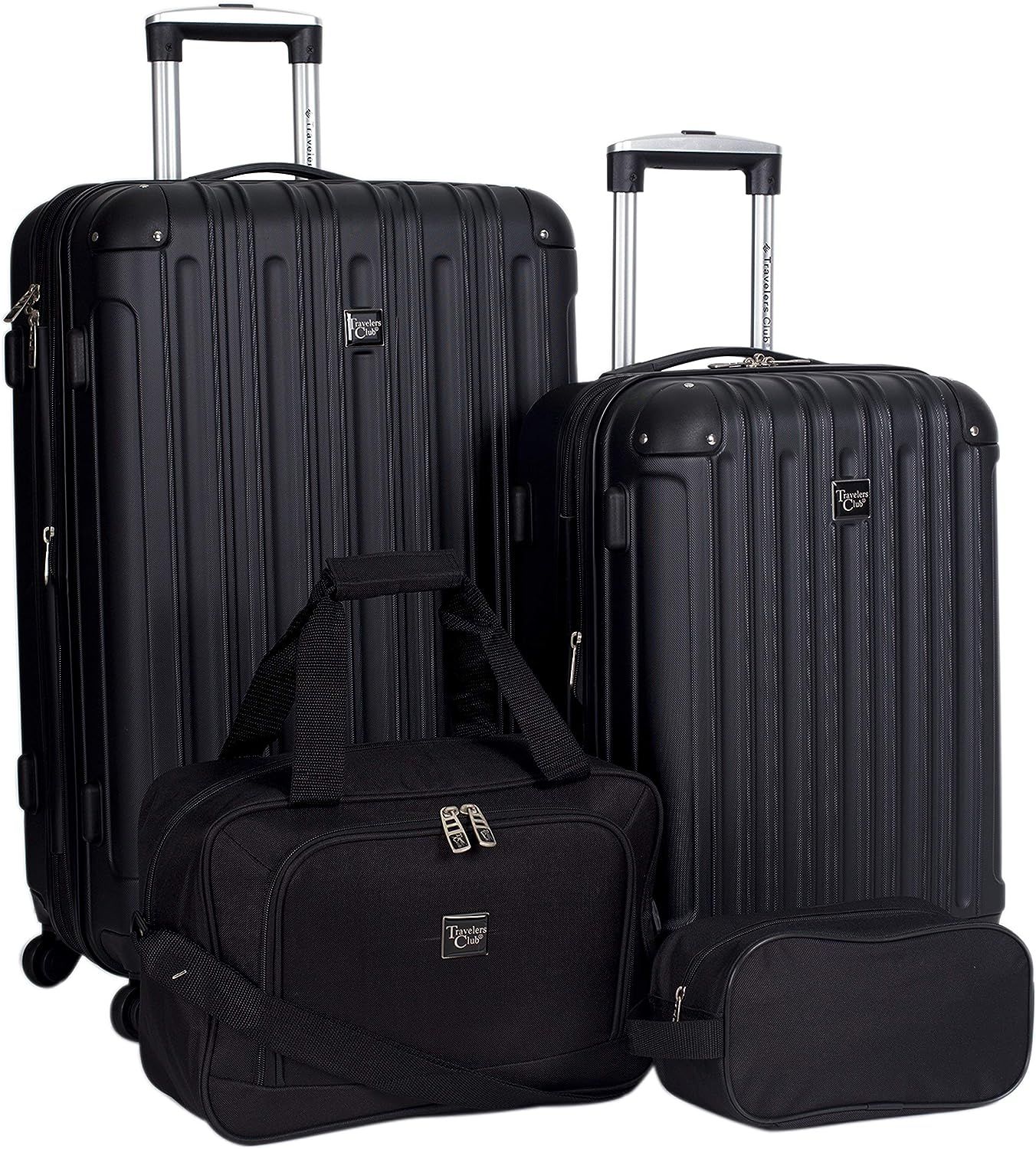 Travelers Club Midtown Hardside 4-Piece Luggage Travel Set, Expandable, Black | Amazon (US)