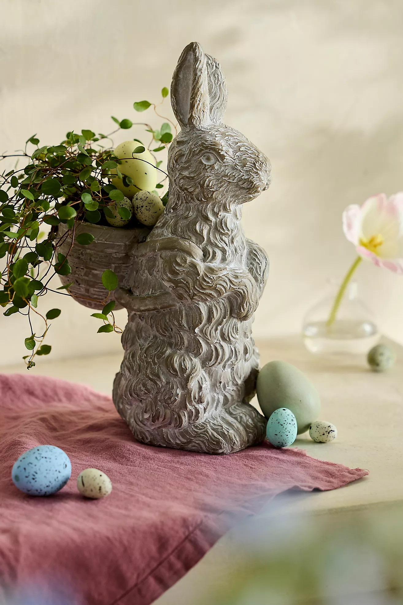 Bunny + Basket Cement Pot | Anthropologie (US)