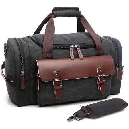 CrossLandy Canvas Gym Bag for Men Women Leather Overnight Bag Travel Carry on Duffel Sports Weekend  | Walmart (US)