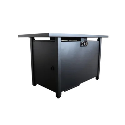 25" H 42" W Steel Outdoor Fire Pit Table With Lid - Contemporary Deck Table, Rust- Base, Stainless Tabletop, Lava Rocks, Side Door For Natural Gas, Ig | Wayfair North America