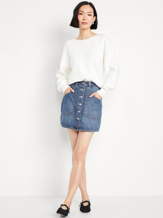 Mid-Rise Jean Utility Mini Skirt | Old Navy (US)