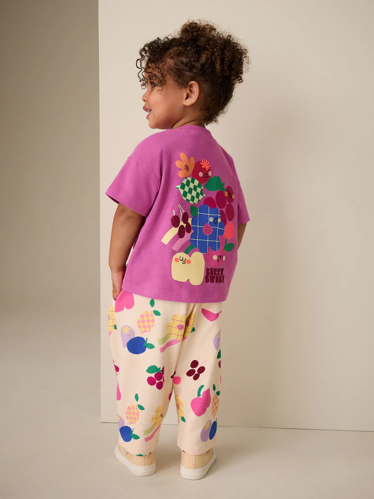 Purple Short Sleeve T-Shirt and Joggers Barrel Set (3mths-7yrs) | Next US