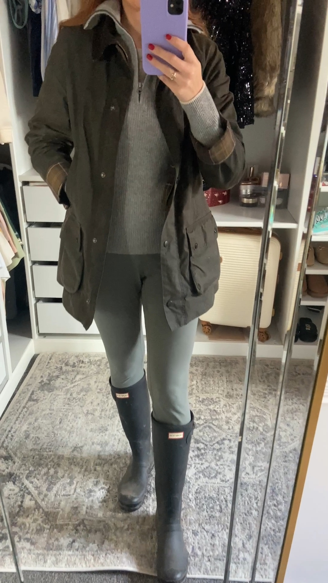 Cosy Sunday Country Walks Outfit 🌳🐎🍂 autumn outfits, wax jacket, waxed jackets, Barbour jacket, hunter wellies #LTKAutumn 

#LTKOver40 #LTKStyleTip #LTKSeasonal