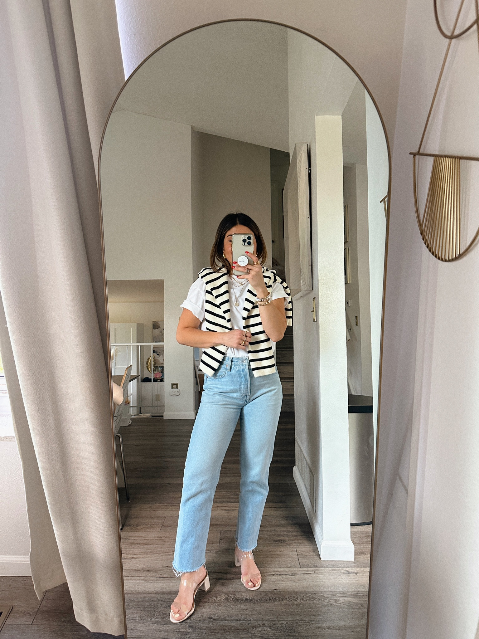 Add a stripe cardigan to your basic looks to make them look more interesting!!
Tee size xs
Jeans size 25

#LTKFindsUnder100 #LTKShoeCrush #LTKFindsUnder50