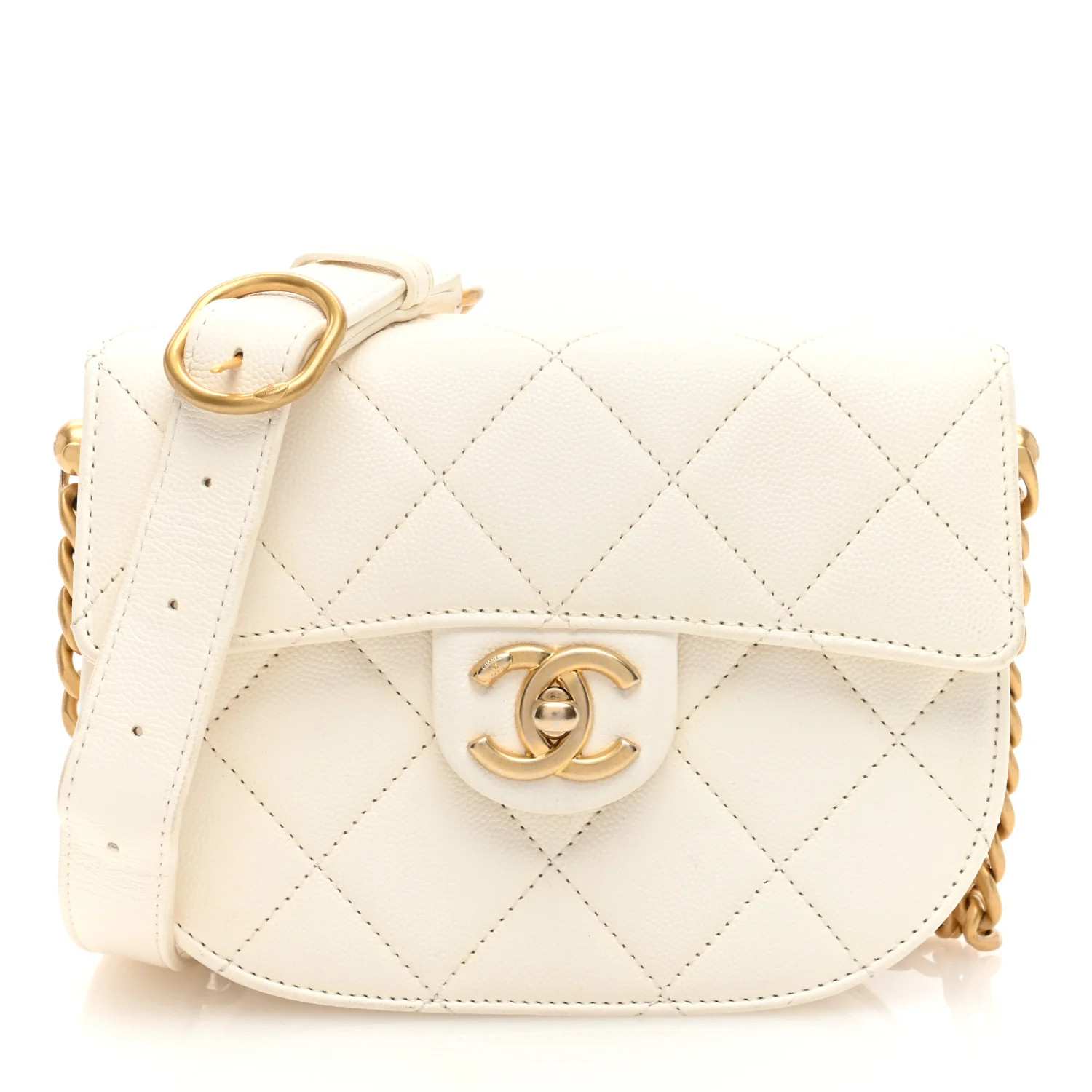 Calfskin Quilted Moon Messenger White | FASHIONPHILE (US)