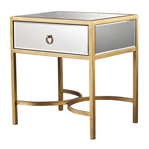 Christopher Knight Home Siryen Modern Mirror Finished Side Table with Gold Iron Accents, Clear / Gold | Amazon (US)