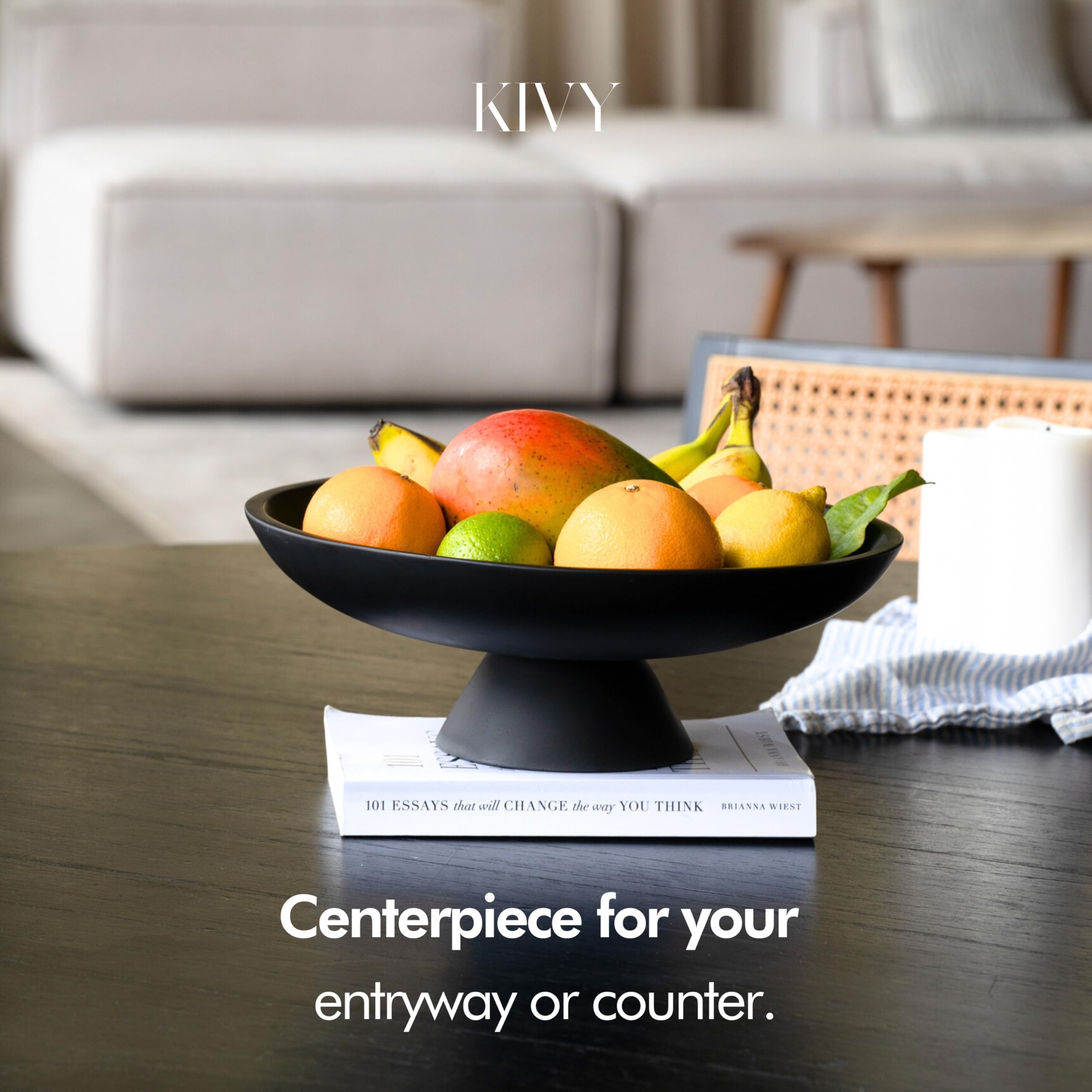 KIVY Concrete Fruit Bowl for Kitchen Counter - Large Decorative Bowl for Home Decor - Modern Key ... | Amazon (US)