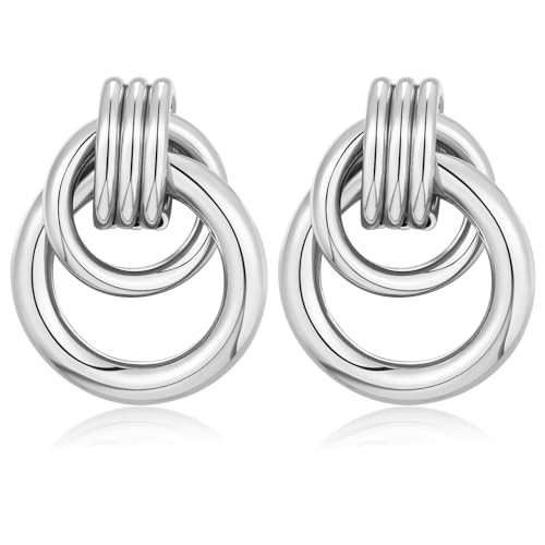 LILIE&WHITE Silver Circles Earrings for Women Silver Drop Dangle Earrings Statement Earrings Hypoallergenic Earrings Fashion Earrings Jewelry | Amazon (US)