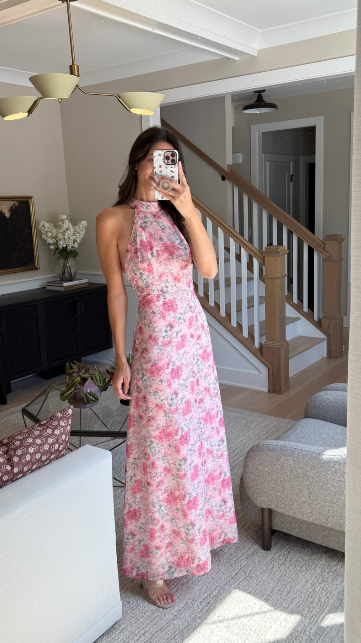 Wearing the small. I am 5’10. @Lulus 

Wedding guest dress, floral dress, pink dress, long dress

#LTKTall #LTKootd