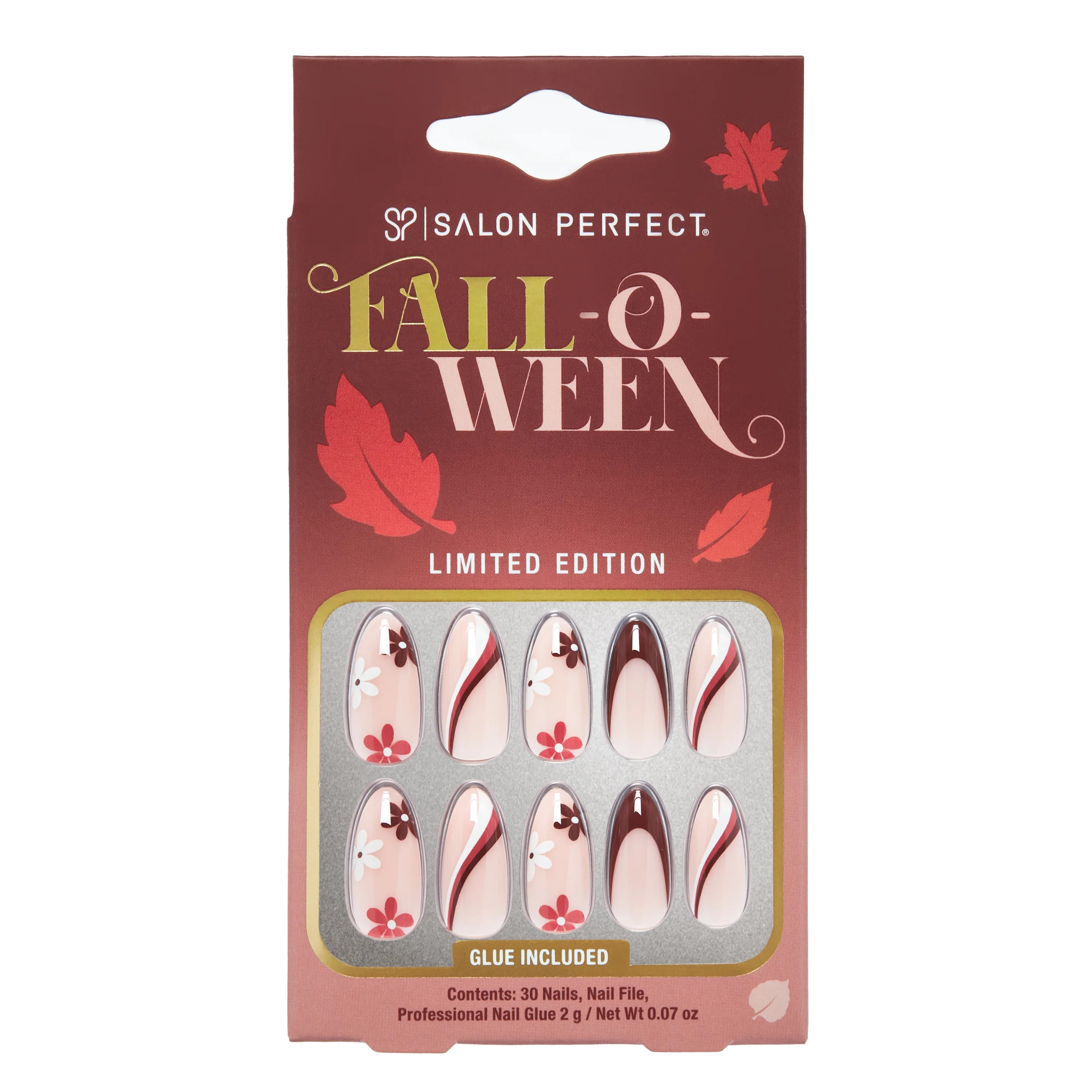 Salon Perfect Falloween Press On Nails, 322 Matte Flower Swirl, File & Glue Included, 30 Nails | Walmart (US)