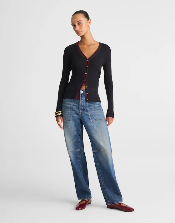 V-Neck Cardigan in Merino-Silk Blend | Madewell