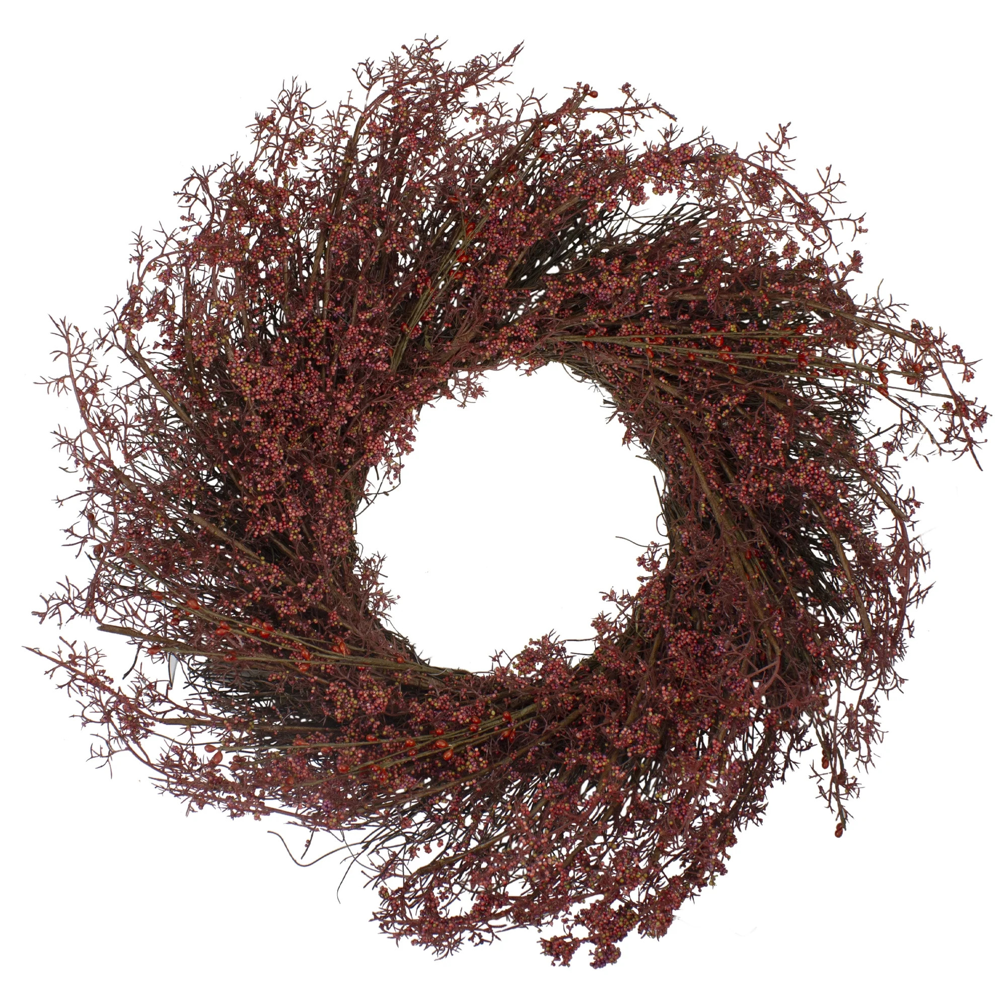 24" Fall Harvest Burgundy Berry Artificial Wreath - Unlit | Walmart (US)