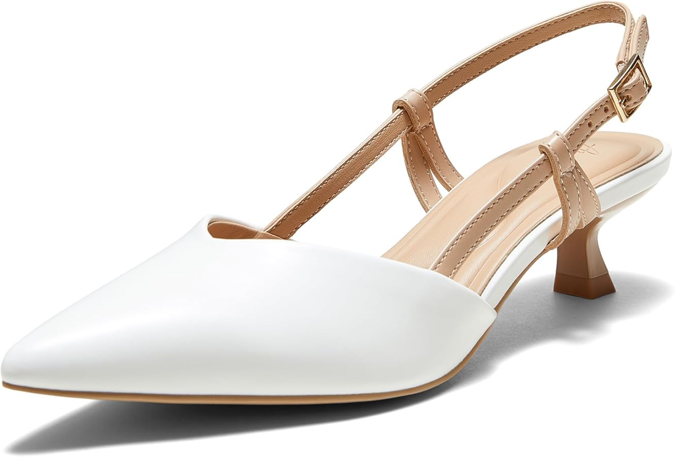 Arromic Women's Slingback Kitten Heels Closed Toe Heels Pointed Toe Low Pump Shoes Dress Work Bri... | Amazon (US)