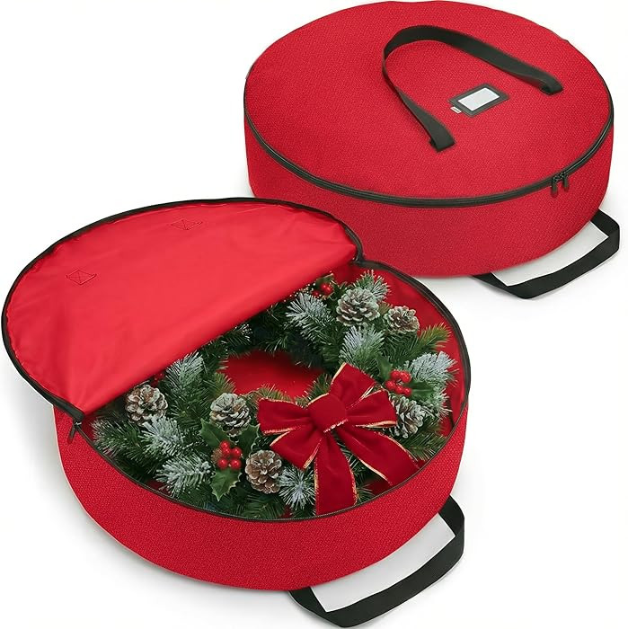 ZOBER 2 Pack Oxford Christmas Wreath Storage Container 30 Inch - Wreath Bag for Artificial Wreath... | Amazon (US)