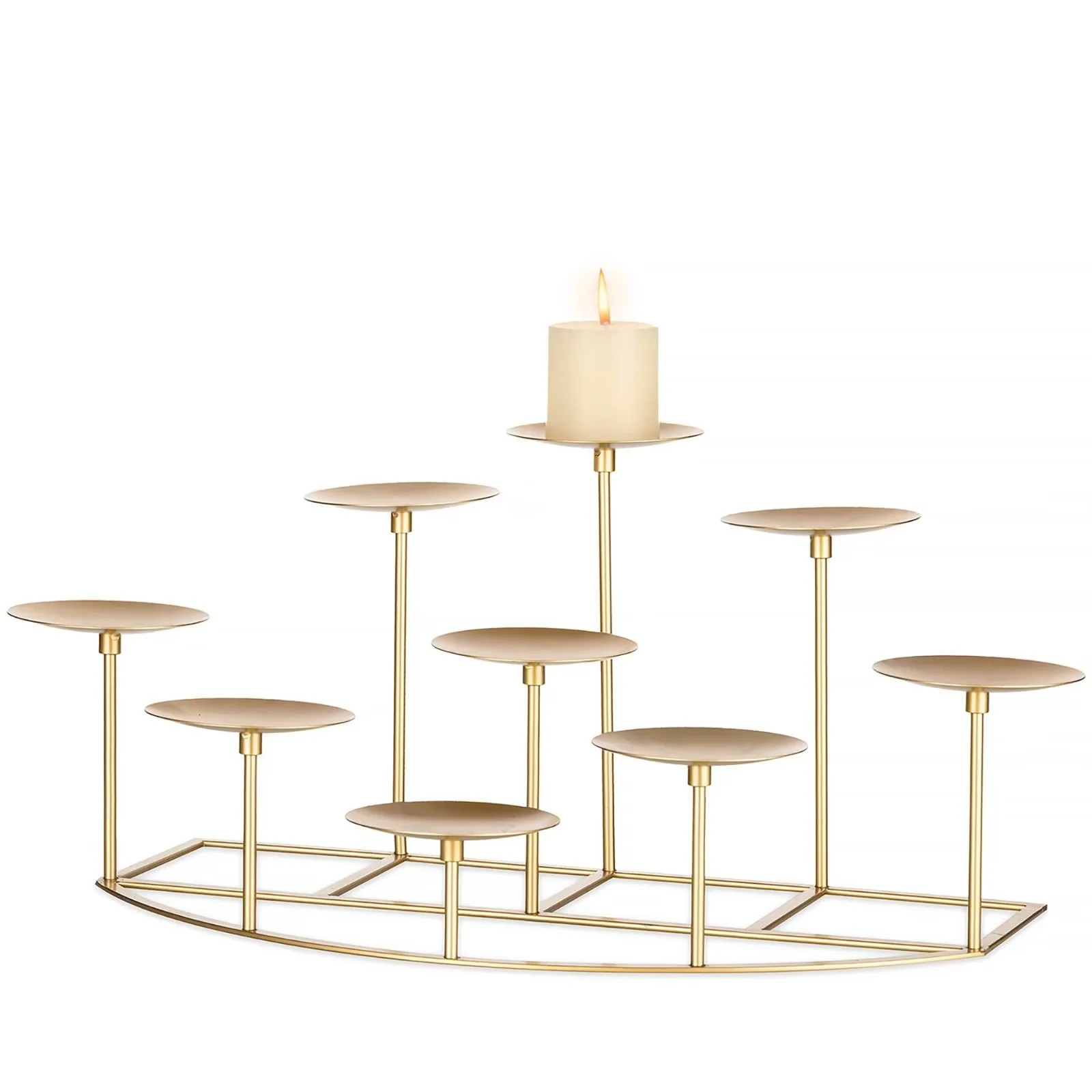 Candelabra 9 Candle Holder for Fireplace Decor Gold Iron Pillar Candle Stand for Table Centerpiec... | Walmart (US)