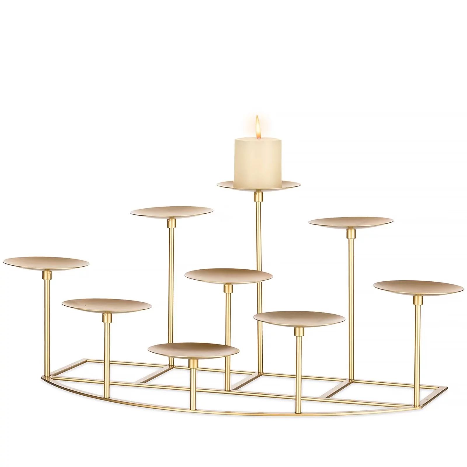 Candelabra 9 Candle Holder for Fireplace Decor Gold Iron Pillar Candle Stand for Table Centerpiec... | Walmart (US)