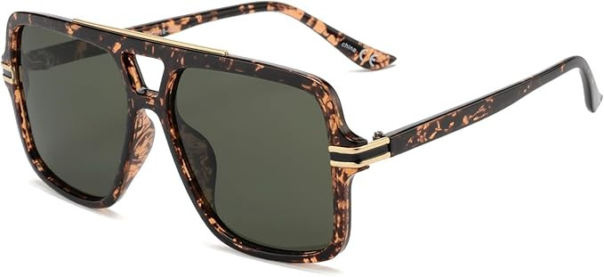 OUWEN Retro Oversized Polarized Square Aviator Sunglasses Womens Mens, Trendy Designer Big Rectan... | Amazon (US)