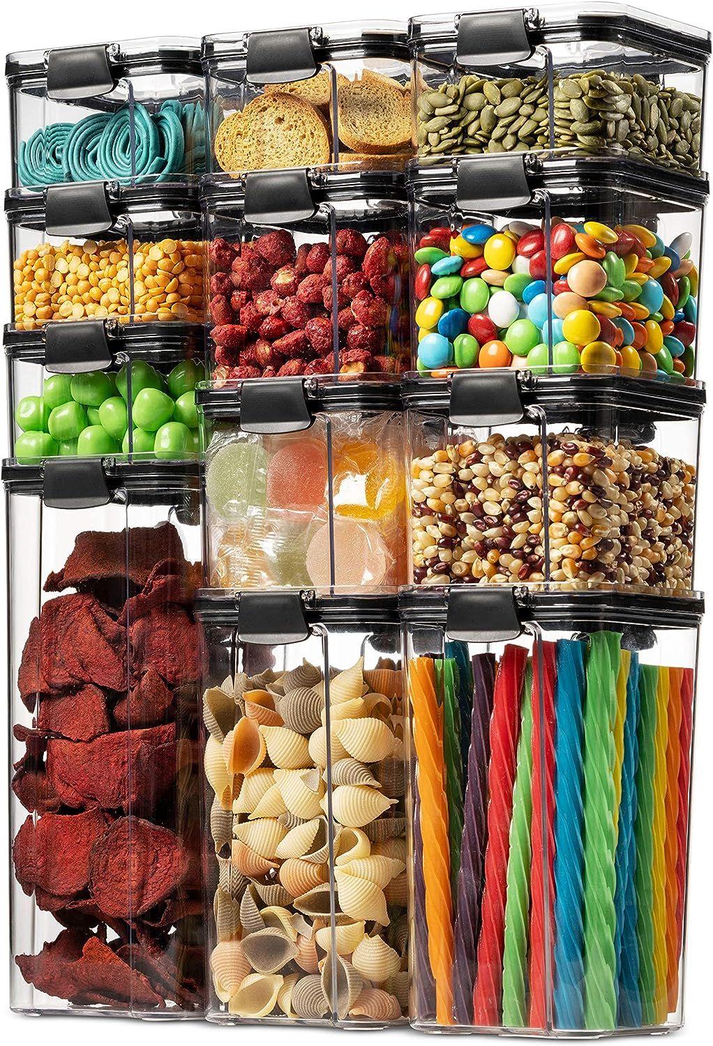 12 Pack Airtight Food Storage Container Set - Kitchen & Pantry Organization Containers - BPA Free... | Amazon (US)