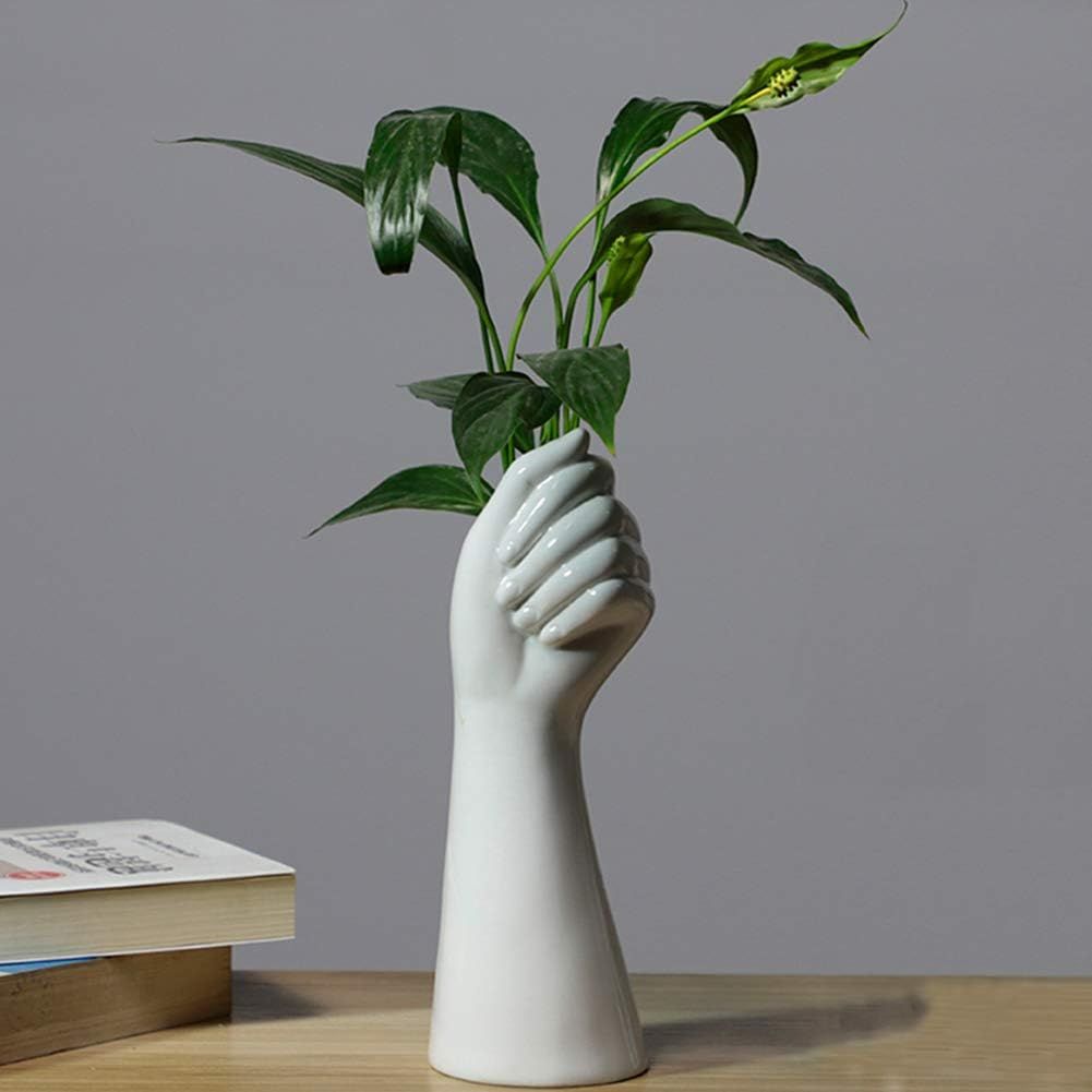 White Ceramic Vases Hand Bud Flower Vase for Decor Hhydroponic Floral Arrangement Table Decorativ... | Amazon (US)