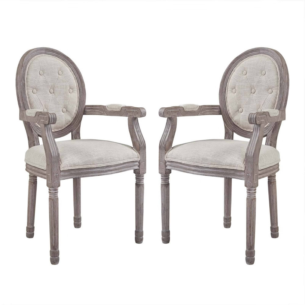 Set of 2 Arise Vintage French Dining Armchair Beige - Modway | Target