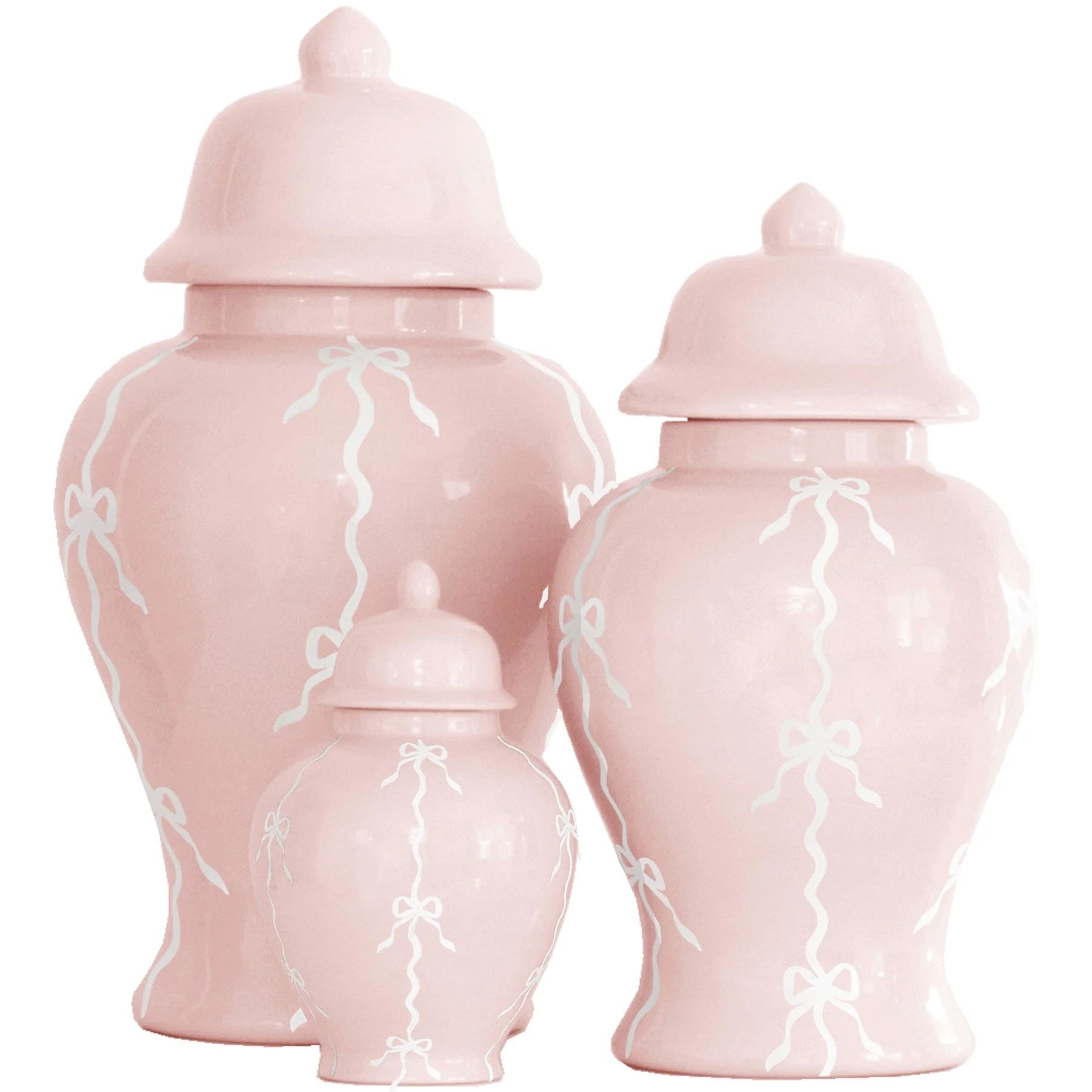 Bow Stripe Ginger Jars in Cherry Blossom Pink | Ruby Clay Company