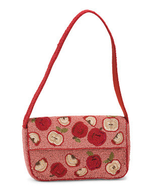 Beaded Apple Flap Shoulder Bag for Women | Leather | Marshalls