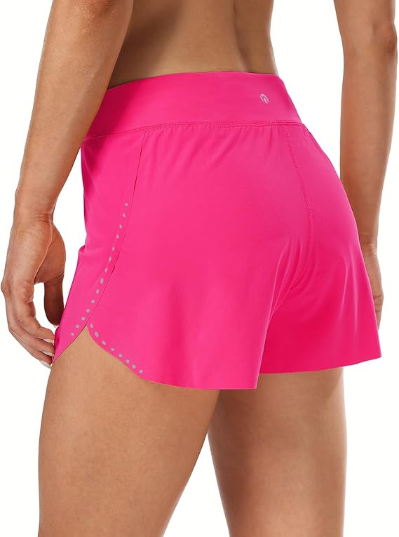 HeyNuts My Pace Running Shorts for Women, Mid Waisted Reflective Athletic Shorts Lined Workout Sh... | Amazon (US)