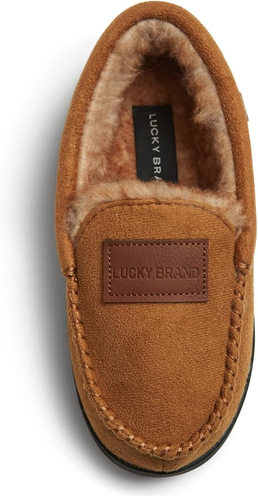 Lucky Brand Boys' Micro Suede Fuzzy Lined Moccasin Slippers | Amazon (US)