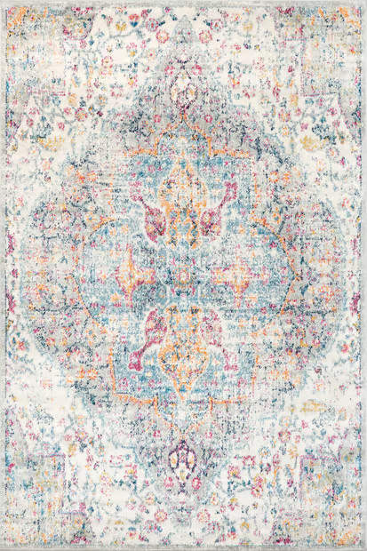 Blue Mottled Medallion Area Rug | Rugs USA