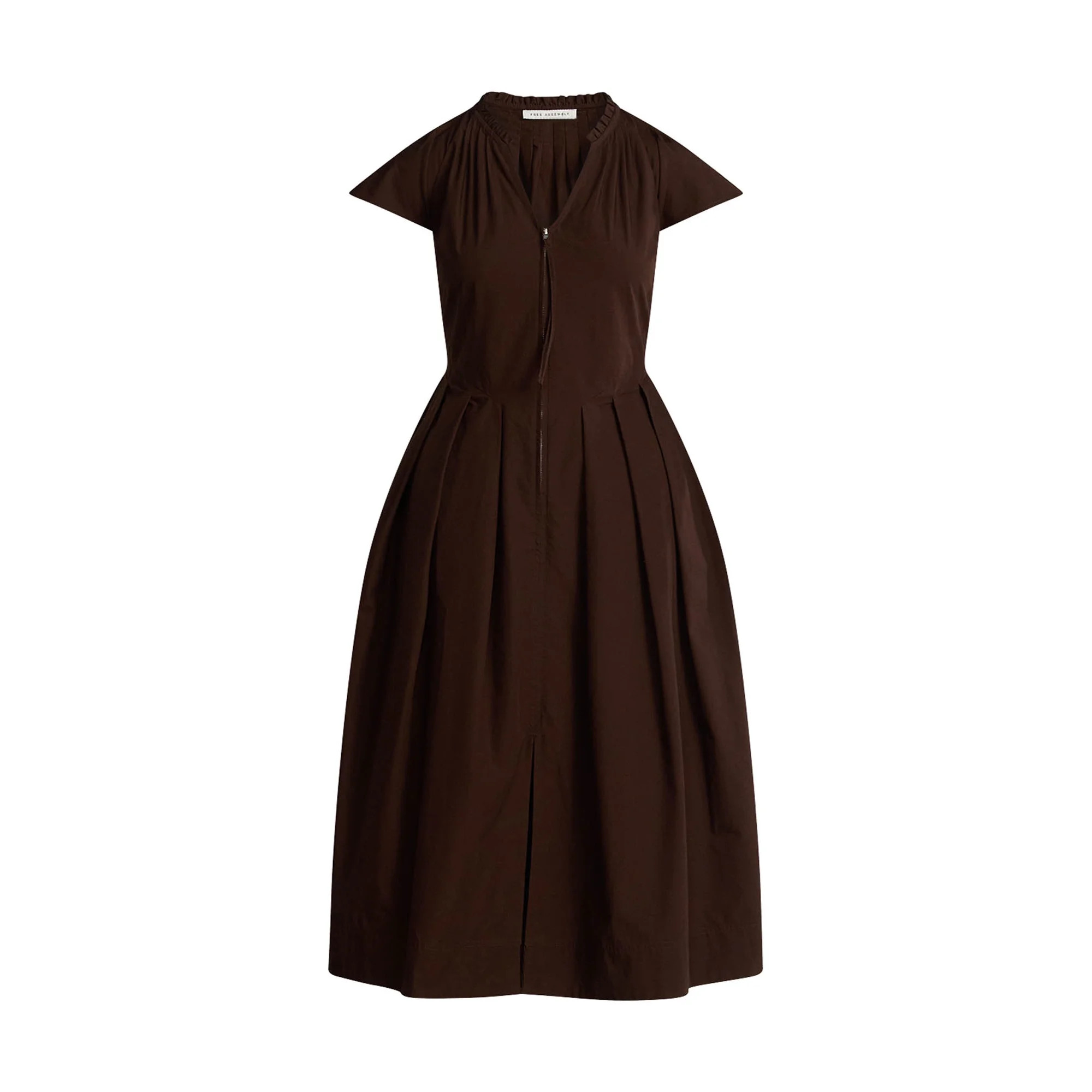 Free Assembly Women's and Women's Plus Zip Front Cotton Maxi Dress with Flutter Sleeves, Sizes XS... | Walmart (US)