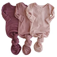 Bamboo Waffle Newborn Baby Knot Gown 3-Pack | Precious Pinks | Caden Lane