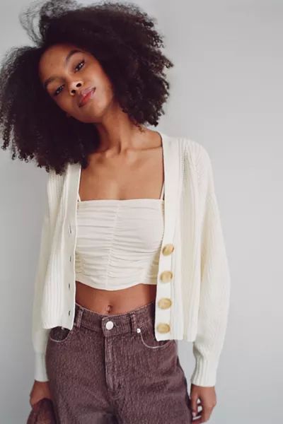 UO Turner Ribbed Button-Down Cardigan | Urban Outfitters (US and RoW)