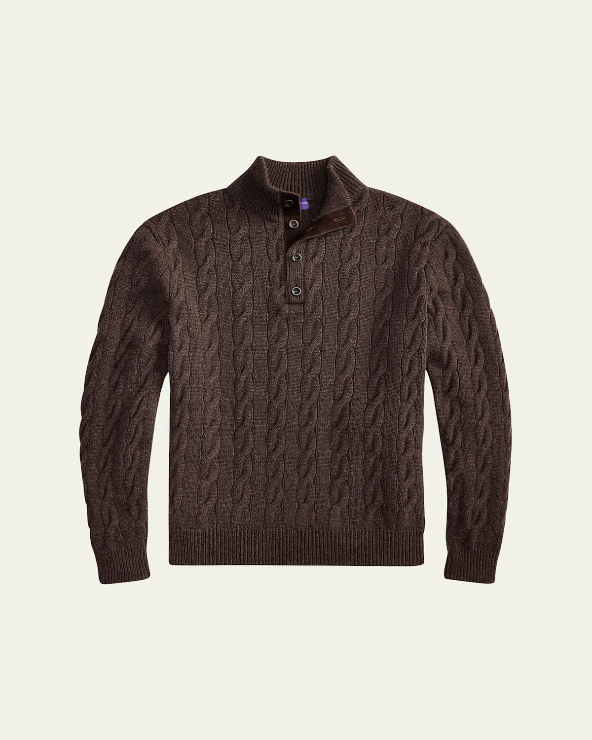 Men's Cashmere Cable Knit Half-Placket Mock Neck Sweater | Bergdorf Goodman