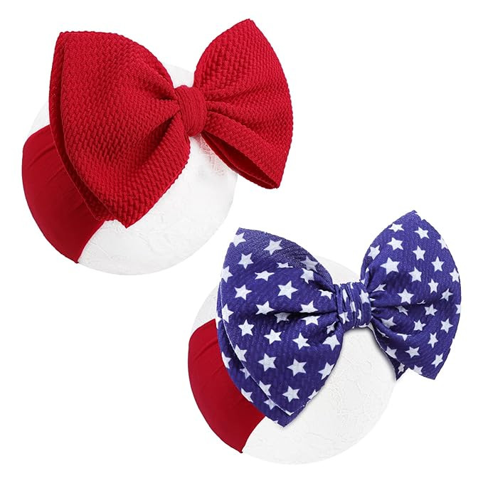 4th of July Baby Headband Bows American Flag Bow Red White and Blue Hair Accessories Toddler Patr... | Amazon (US)