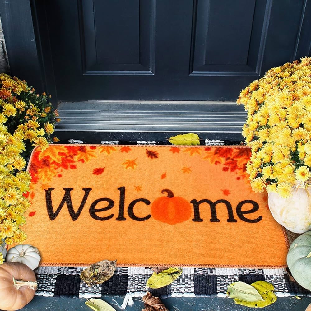 YoleShy Fall Door Mat 32x20 Inch Pumpkin Fall Welcome Mats for Front Door Non-Slip Fall Door Mat ... | Amazon (US)