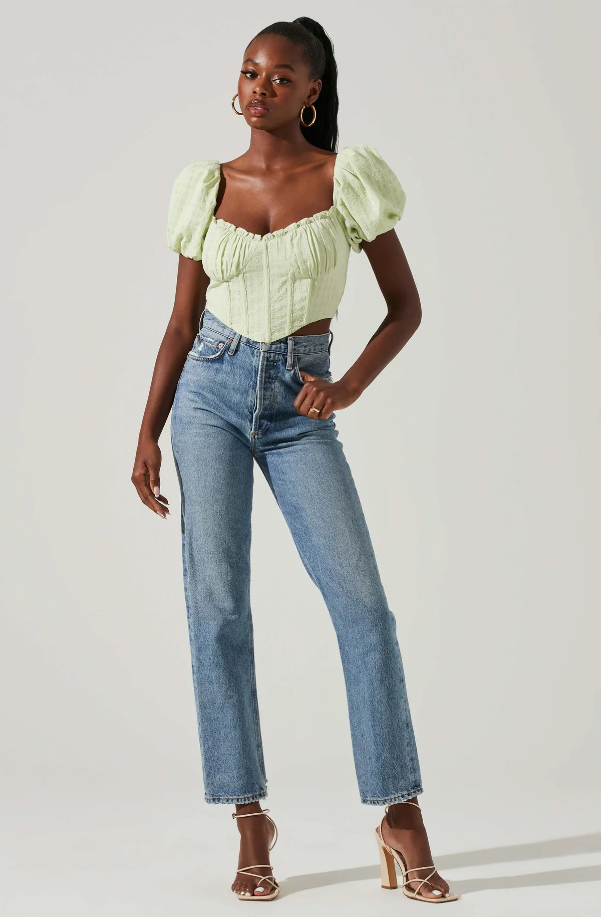 Paola Sweetheart Bustier Puff Sleeve Top | ASTR The Label (US)