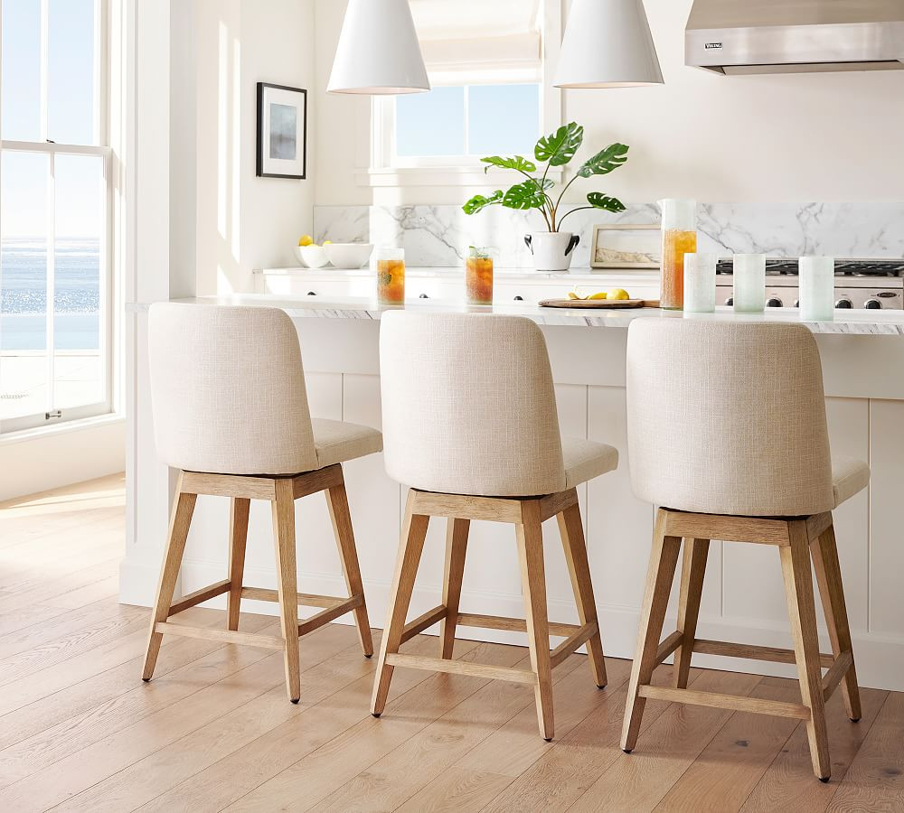Layton Upholstered Swivel Bar & Counter Stools | Pottery Barn (US)