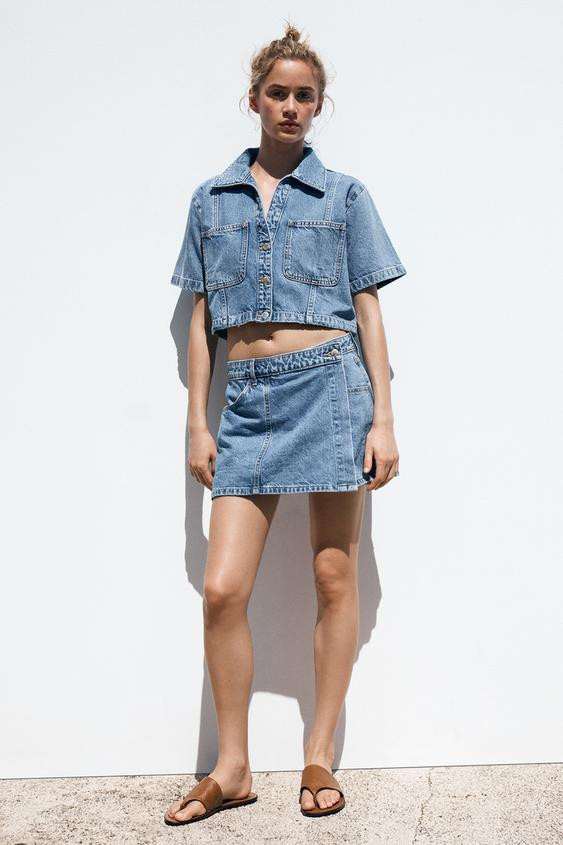 Z1975 CROPPED DENIM SHIRT | Zara US