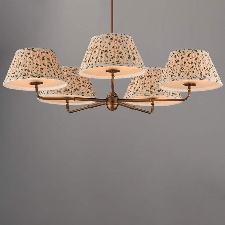 Maxim Dunbridge 42" Wide Olive White/Weathered Brass 5-Light Chandelier | Lamps Plus