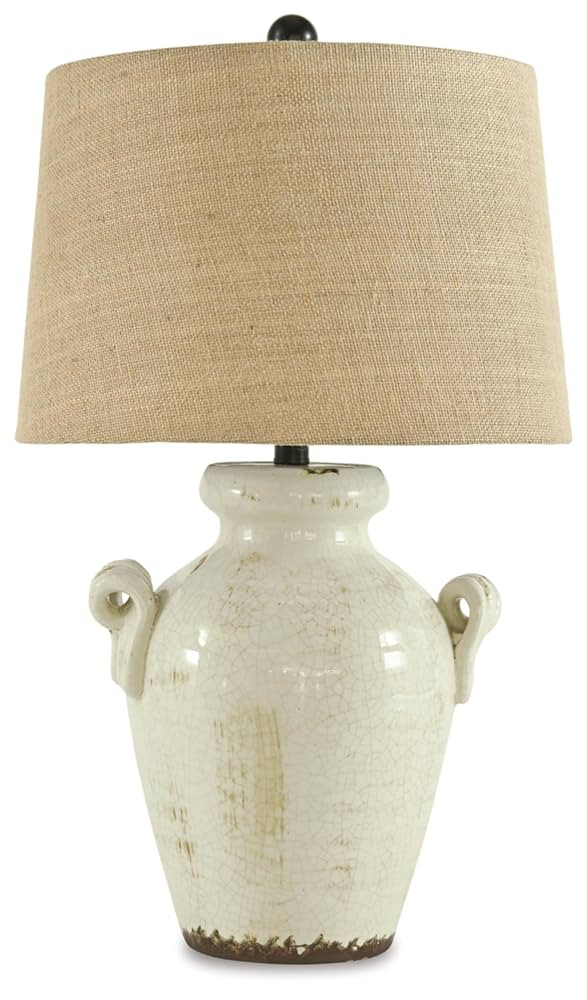 Signature Design by Ashley Emelda Farmhouse 27" Ceramic Table Lamp, Cream Glaze Crackle Finish | Amazon (US)