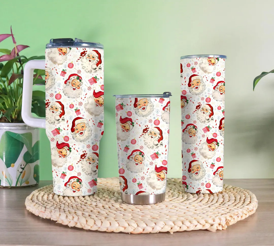 Christmas Santa Claus 40oz Tumbler Retro Santa Christmas Tumbler Christmas Family Trip Tumbler Ch... | Etsy (US)