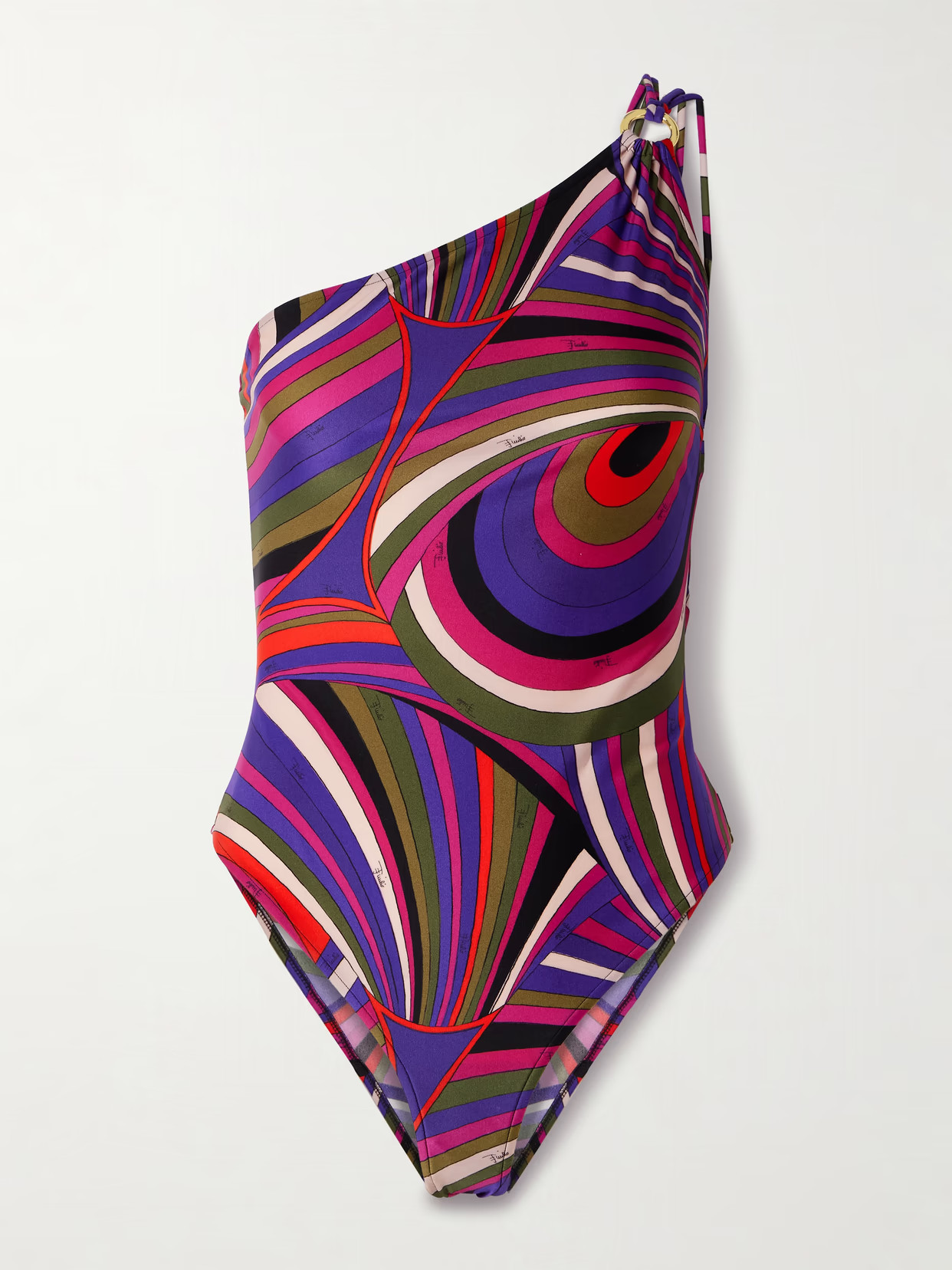 PUCCI - One-shoulder Embellished Printed Swimsuit - Pink | NET-A-PORTER (US)